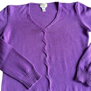 Vtg‎ Talbots Petites Wool Cashmere V Neck Pullover Sweater Italy Purple XL